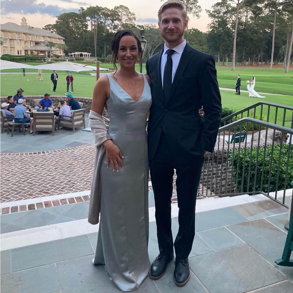 Sage Green V Neck Bridesmaid Beauty